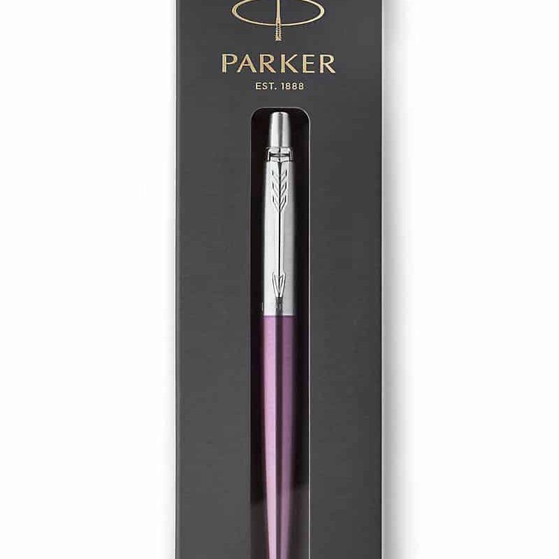 PARKER Jotter Ball Pen Medium Nib Blue Ink Hangsell - Victoria Violet Chrome Trim
