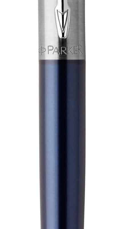 PARKER Jotter Ball Pen Medium Nib Black Ink Gift Box - Royal Blue Chrome Trim