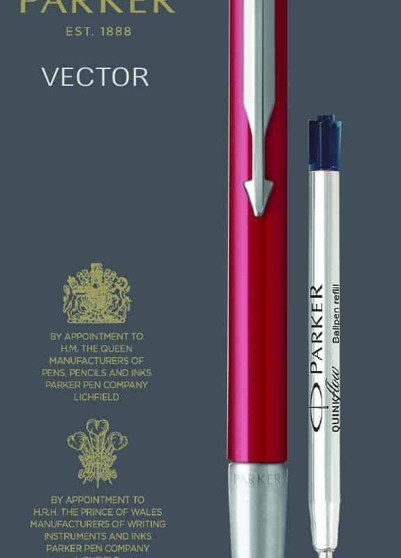 PARKER Vector Medium Nib Blue Ink Hangsell - Red
