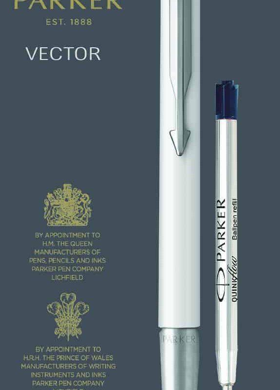 PARKER Vector Medium Nib Blue Ink Hangsell - White