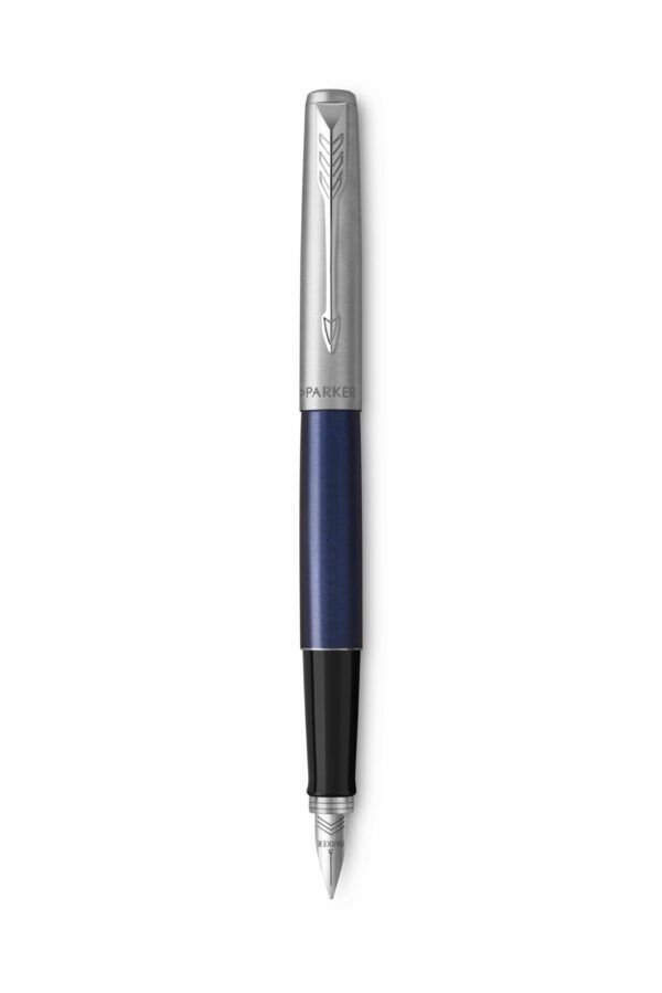 PARKER Jotter Fountain Pen Medium Nib Blue Ink Gift Box - Royal Blue Chrome Trim