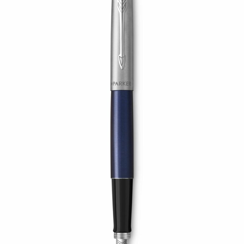PARKER Jotter Fountain Pen Medium Nib Blue Ink Gift Box - Royal Blue Chrome Trim