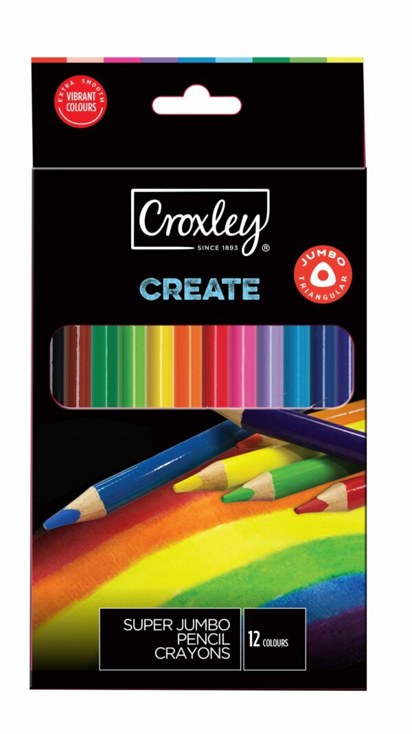 CROXLEY Super Jumbo Pencil Crayons 12S Wf New