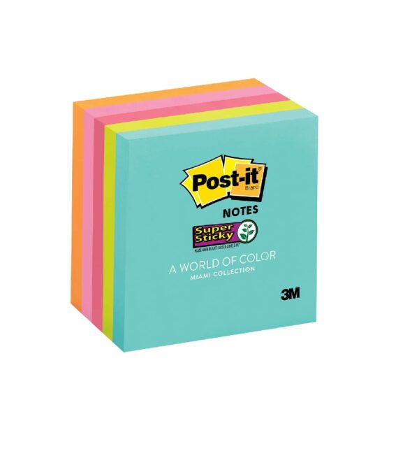 Post-it Super Sticky Notes, 76.2mm x 76.2mm Miami Collection