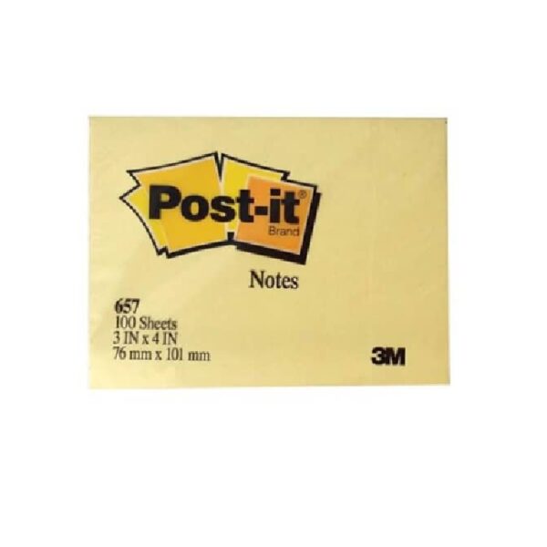 3m657 Post It 76.2x101.6 Yellow