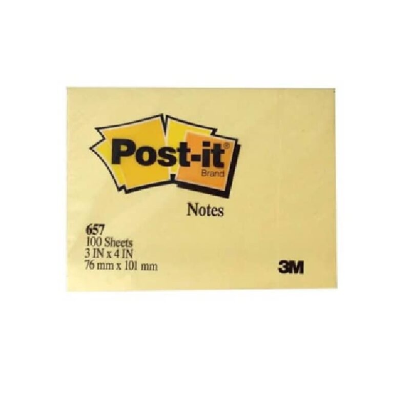 3m657 Post It 76.2x101.6 Yellow