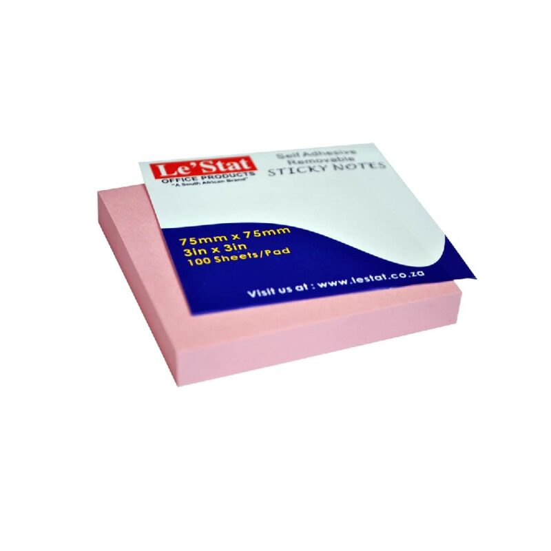 Le'stat Sticky Note Pink 75x75mm