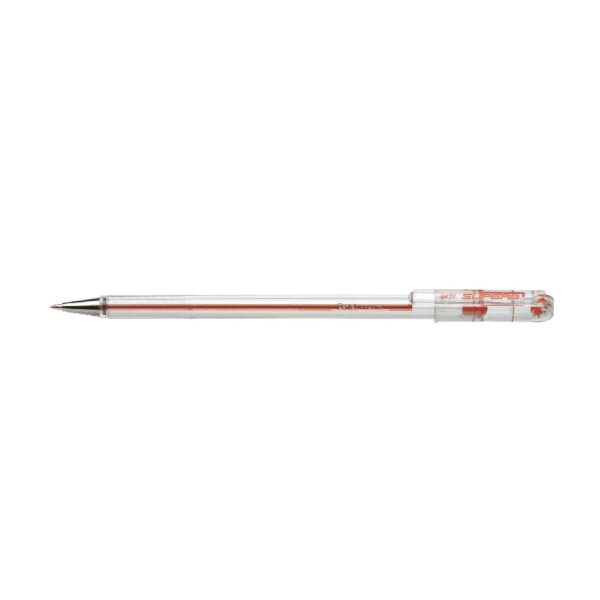 Pentel  Pen BK77 0.7mm Fine Ballpoint Crystal Barrel RED