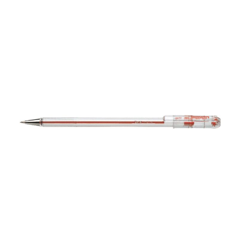 Pentel  Pen BK77 0.7mm Fine Ballpoint Crystal Barrel RED