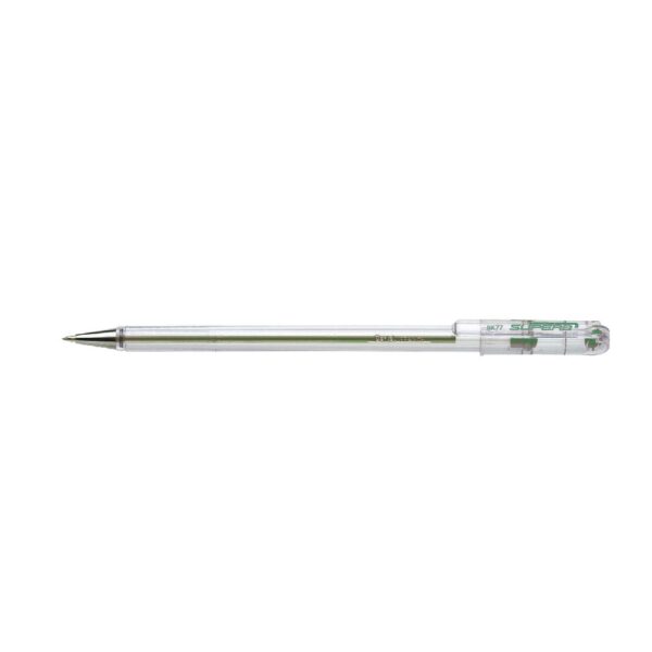 Pentel  Pen BK77 0.7mm Fine Ballpoint Crystal Barrel GREEN
