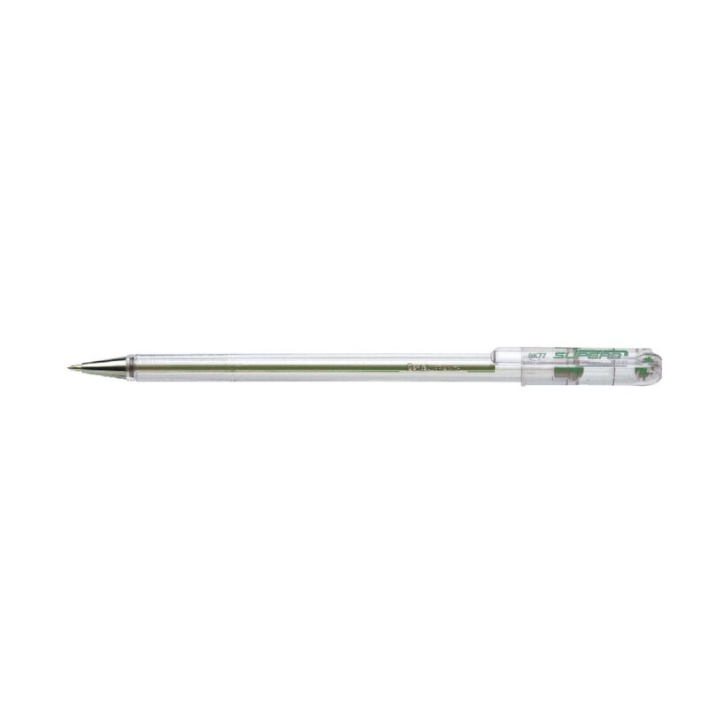 Pentel  Pen BK77 0.7mm Fine Ballpoint Crystal Barrel GREEN