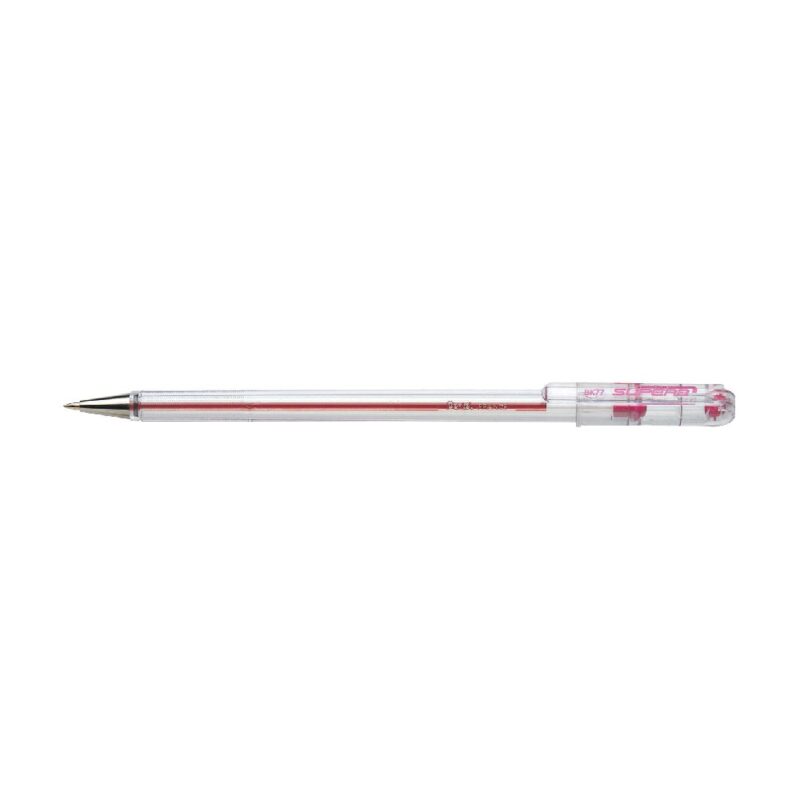 Pentel  Pen BK77 0.7mm Fine Ballpoint Crystal Barrel PINK