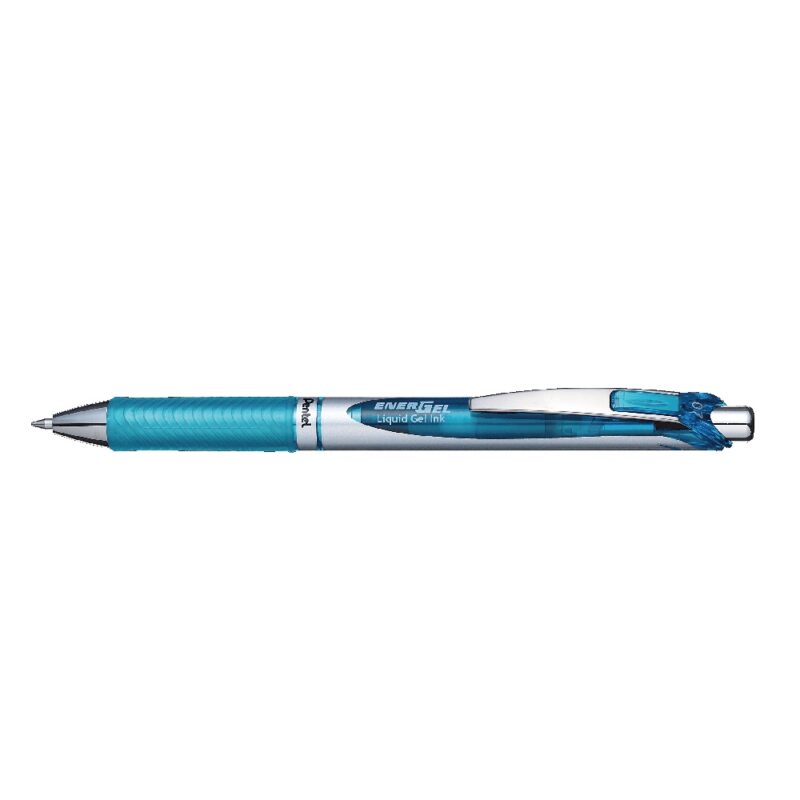 Pentel  Pen BL77 0.7mm Metal Tip Roller Ball Rubber Grip Retractable TURQ