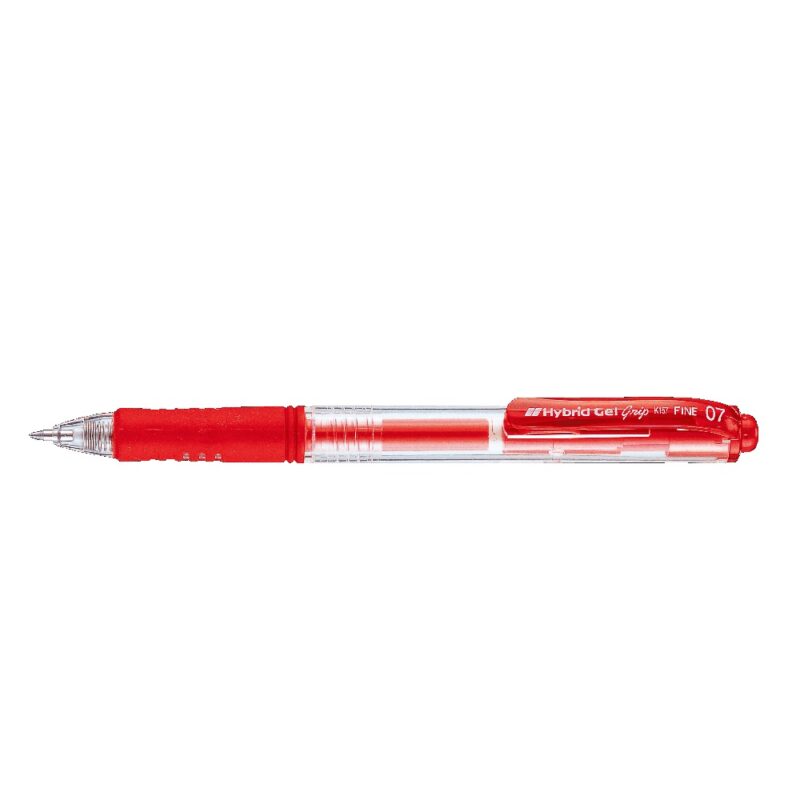 Pentel K157 0.7mm Roller Pen Crystal Body Retractable RED