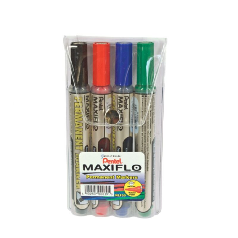 Pentel Maxiflo Marker Perm Set 4
