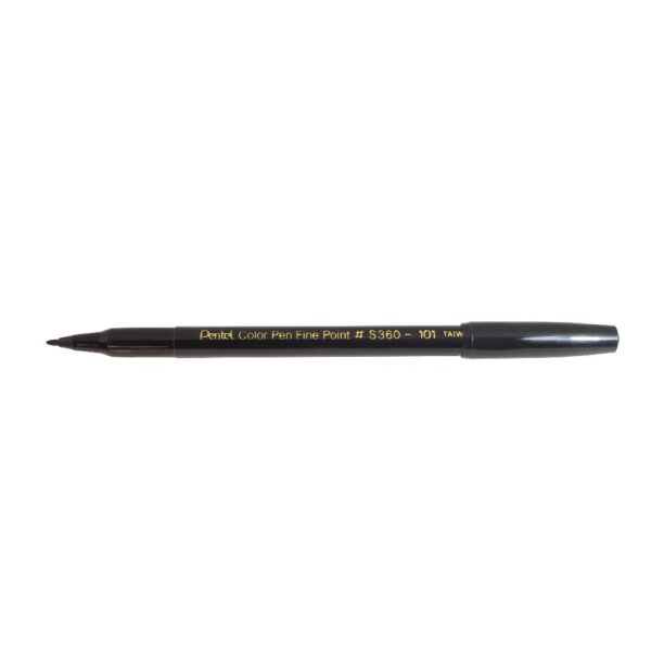 Pentel S360 2.0mm Nib Size Fibre Tip Colour Pen BLK