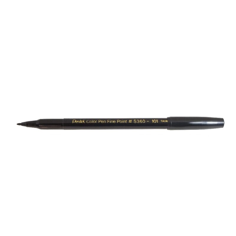 Pentel S360 2.0mm Nib Size Fibre Tip Colour Pen BLK