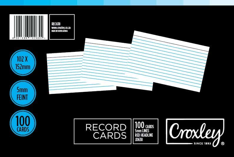 JD638 Record Cards 102x152 Cello 100's Bx10 Packets