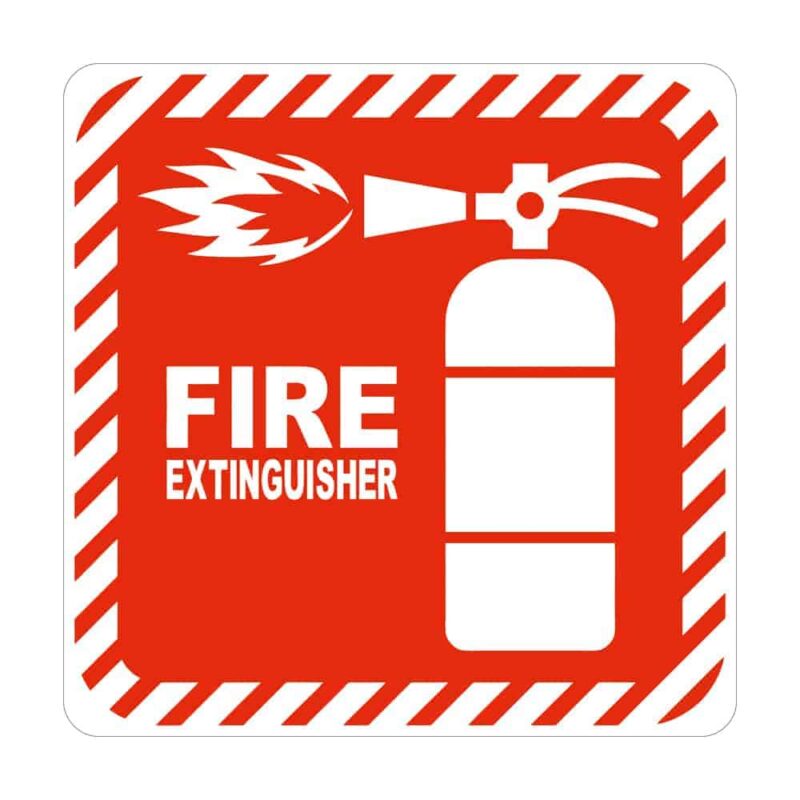 SIGN SYMBOLIC 150*150mm RED FIRE EXTINGUISHER ON WHITE ACP