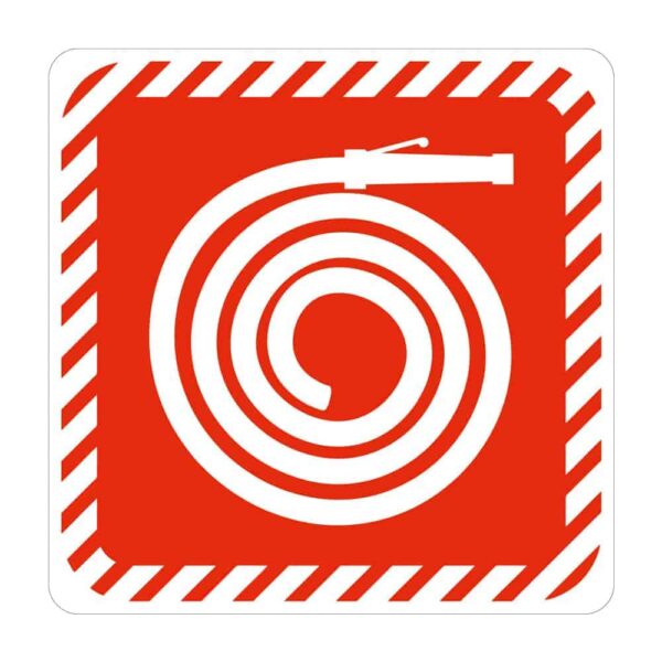 SIGN SYMBOLIC 150*150mm RED FIRE HOSE REEL ON WHITE ACP