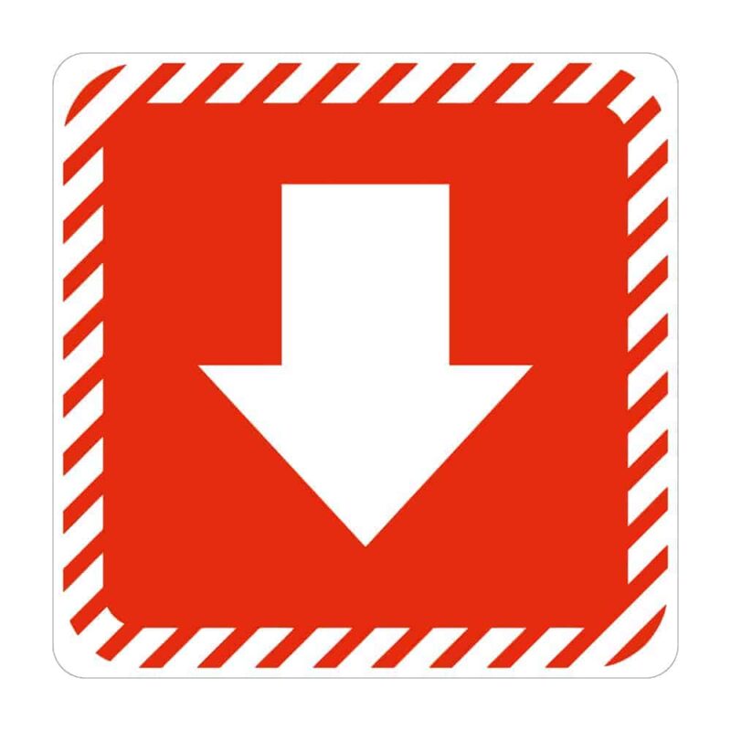 SIGN SYMBOLIC 150*150mm RED ARROW ON WHITE ACP