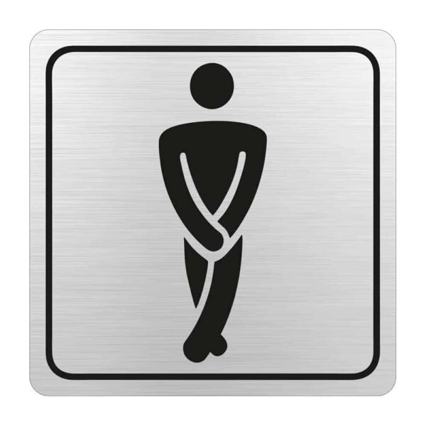 SIGN SYMBOLIC 150*150mm BLACK PRINTED GENTS TOILET SIGN ON BRUSHED ALUMINUM ACP