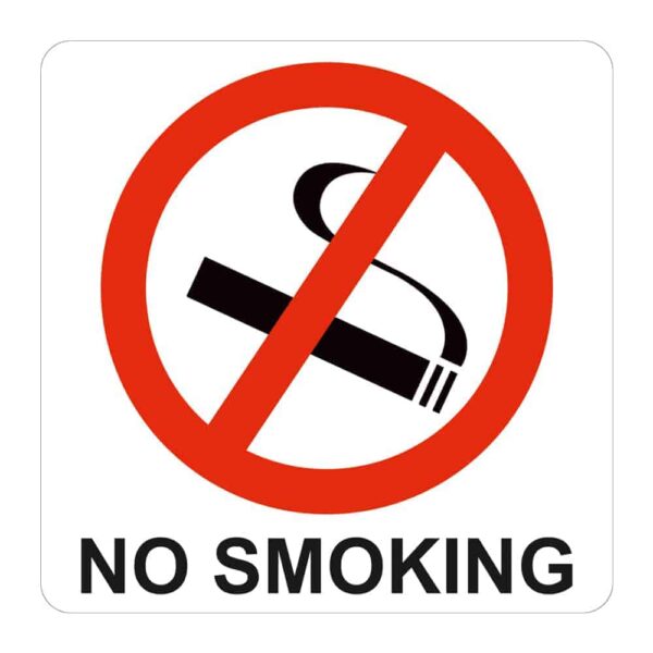 SIGN SYMBOLIC 150*150mm RED NO SMOKING SIGN ON WHITE ACP