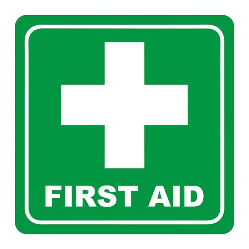 SIGN SYMBOLIC 150*150mm GREEN FIRST AID SIGN ON WHITE ACP