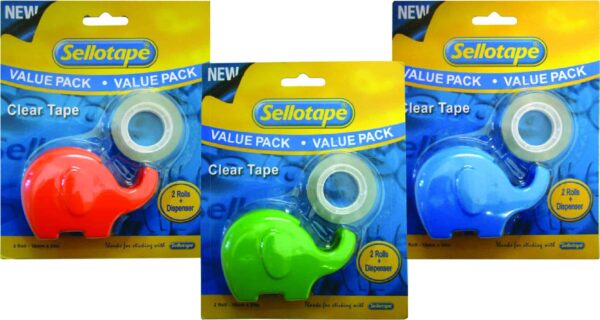 SELLOTAPE Clear 18mmx20m 2 Tapes and Elephant Dispenser