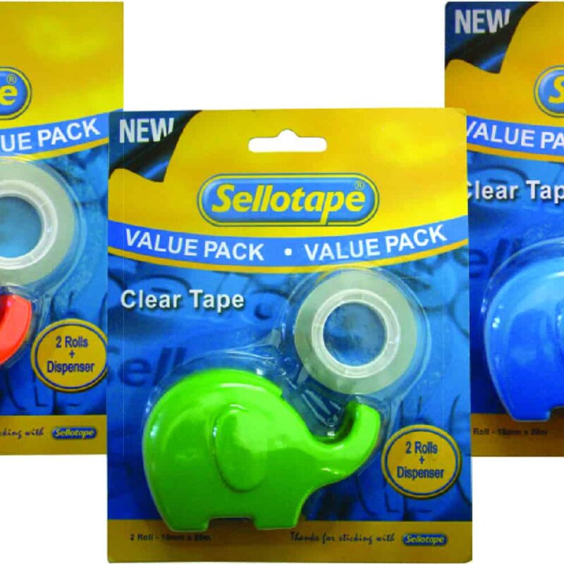 SELLOTAPE Clear 18mmx20m 2 Tapes and Elephant Dispenser