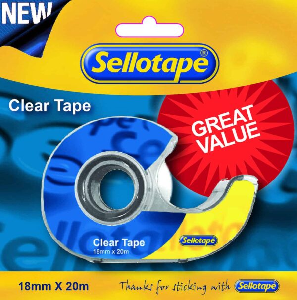 SELLOTAPE Clear 18mm x 20M Tape with Dispenser Each