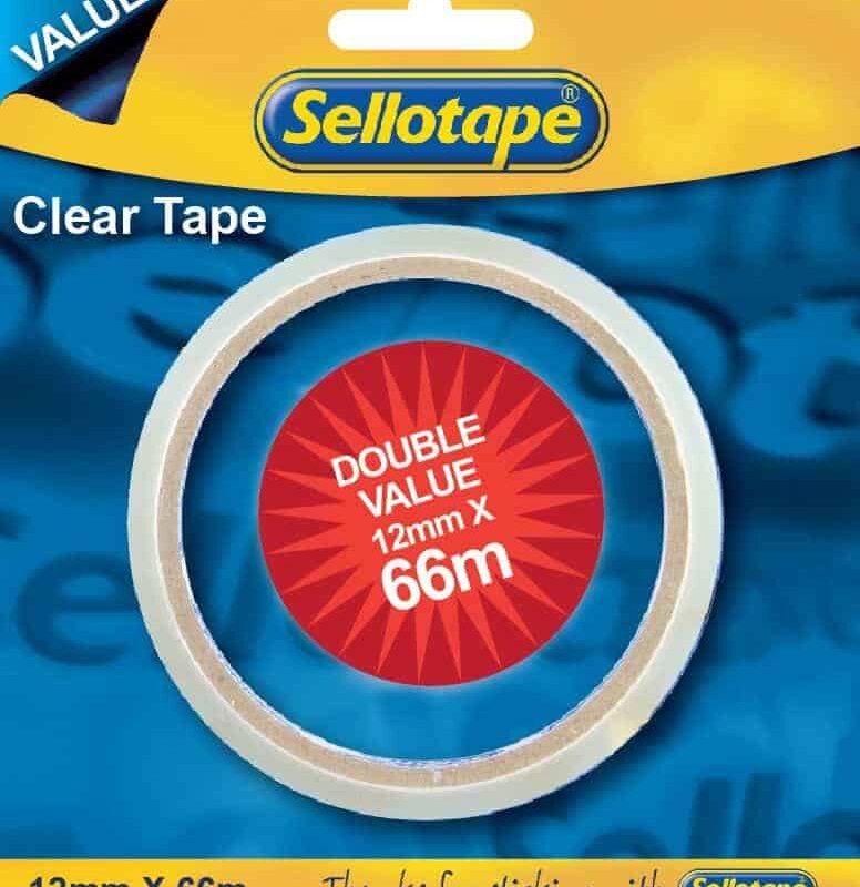 SELLOTAPE Clear Double Value 12mmx66m Carded