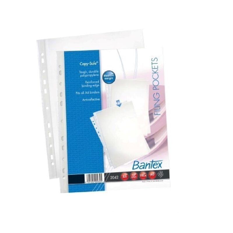Bantex A4 'Copy-Safe' PP pocket, 80 micron (100 p/p)