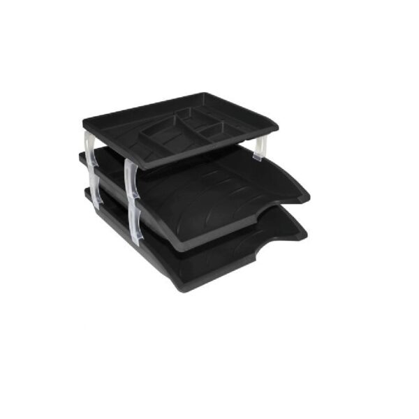 Optima Letter Trays 2 with Organiser 9828 Black