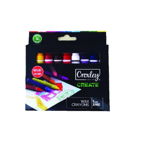 Croxley Create 14Mm Jumbo Wax Crayons  (Box Of 9 Assorted Colours) Each