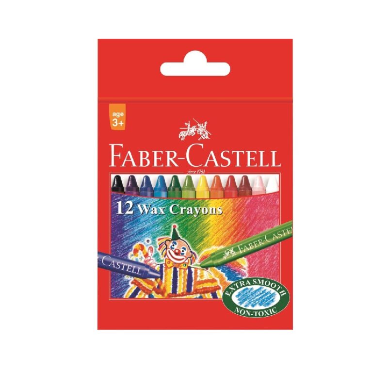 CARDBOARD BOX of 12 WAX CRAYON SLIM - 8mm DIAMETER