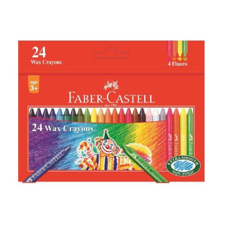 CARDBOARD BOX of 24 WAX CRAYON SLIM - 8mm DIAMETER
