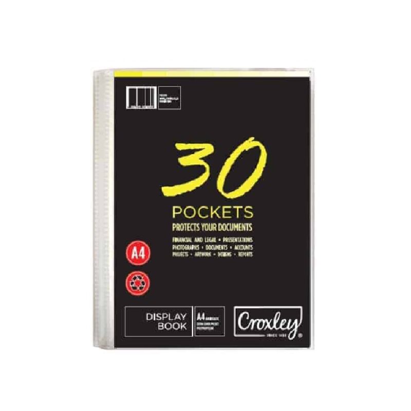 CROXLEY Display File 30 Pocket A4 - Hard Case Cover Each