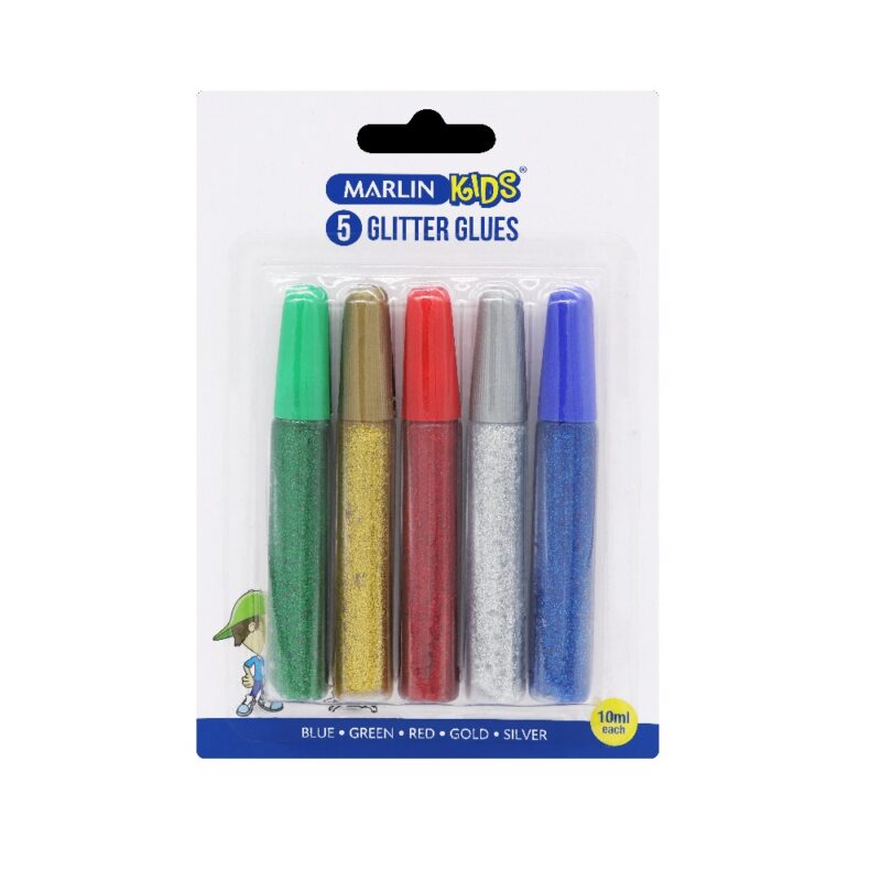 Marlin Kids Glitter Glue 10ml (5 carded)
