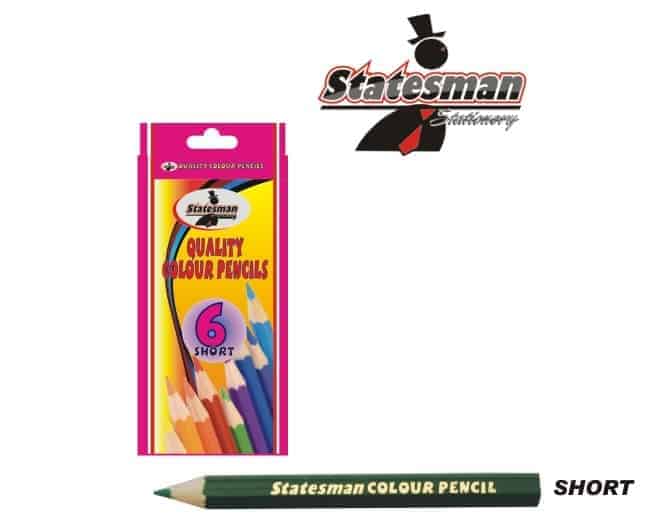 6 Pack Short Colour Pencil