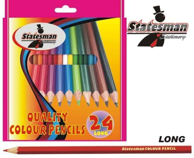 24 Pack of Long Colour Pencil Crayons