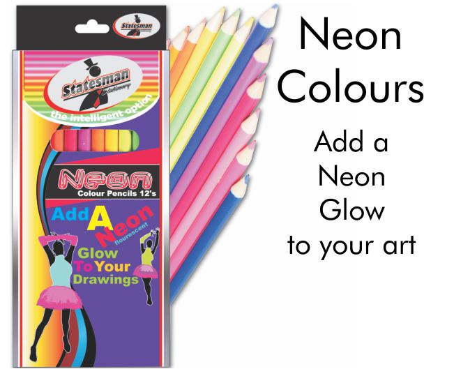 12 Pack of Neon Fluorescent Colour Pencils