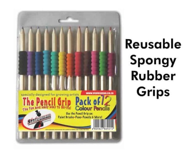 Rubber Sponge Grip Colour Pencils 12 Pack