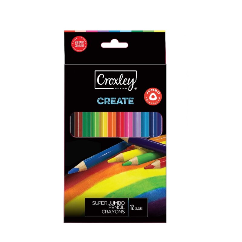 CROXLEY Super Jumbo Pencil Crayons 12S Wf New
