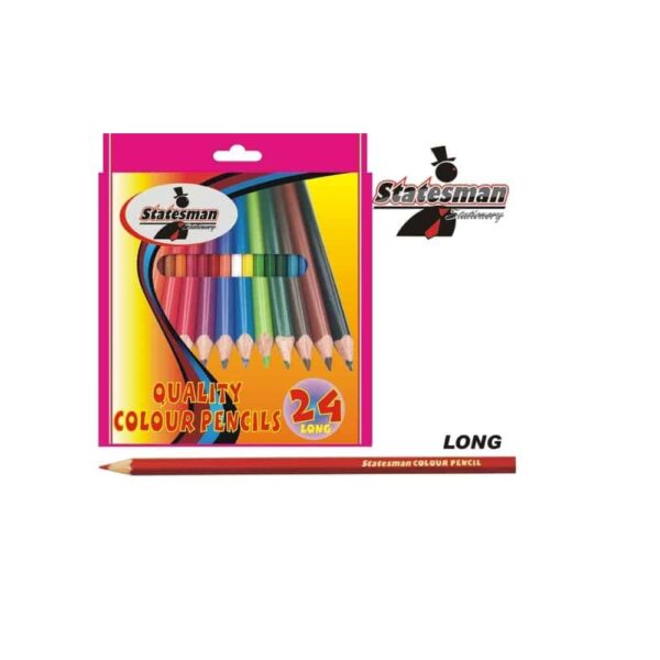 24 Pack of Long Colour Pencil Crayons