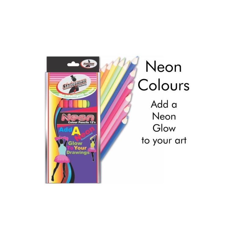 12 Pack of Neon Fluorescent Colour Pencils
