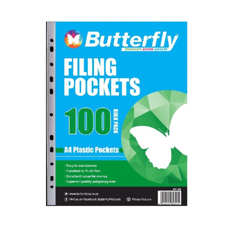 A4 Plastic Pocket (100) Butterfly    