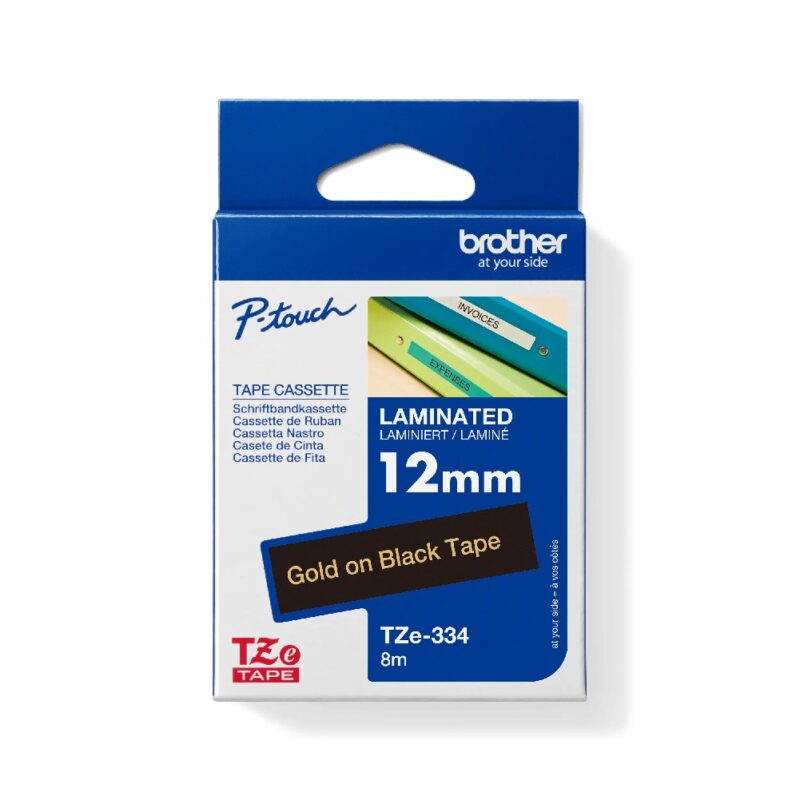 Tze334 Gold On Black 12mm Brother