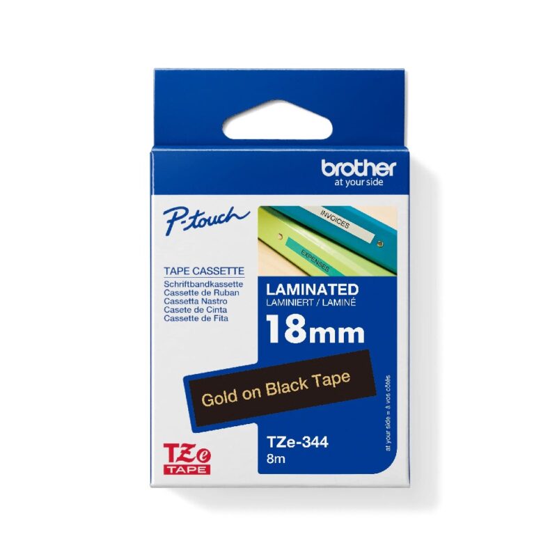 Tze344 Gold On Black 18mm Brother