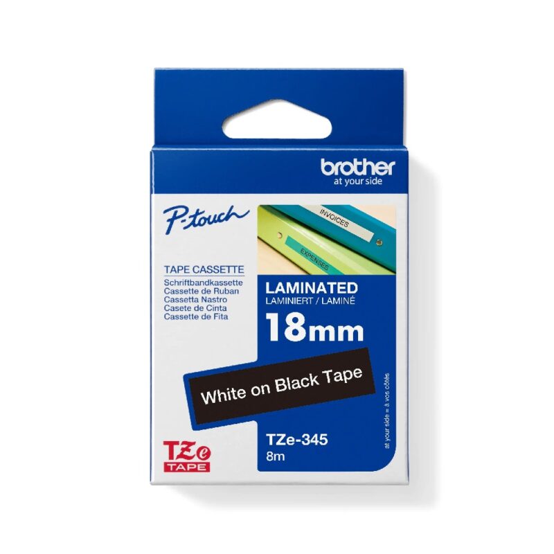 Tze345 White On Black 18mm Brother